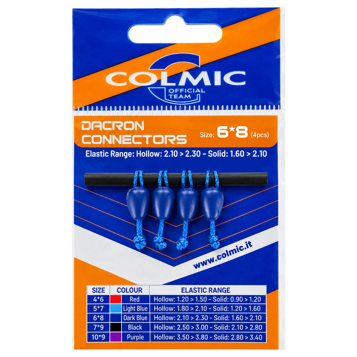 Colmic Dacron Connectors Large donkerblauw 6×8, 4 stuks