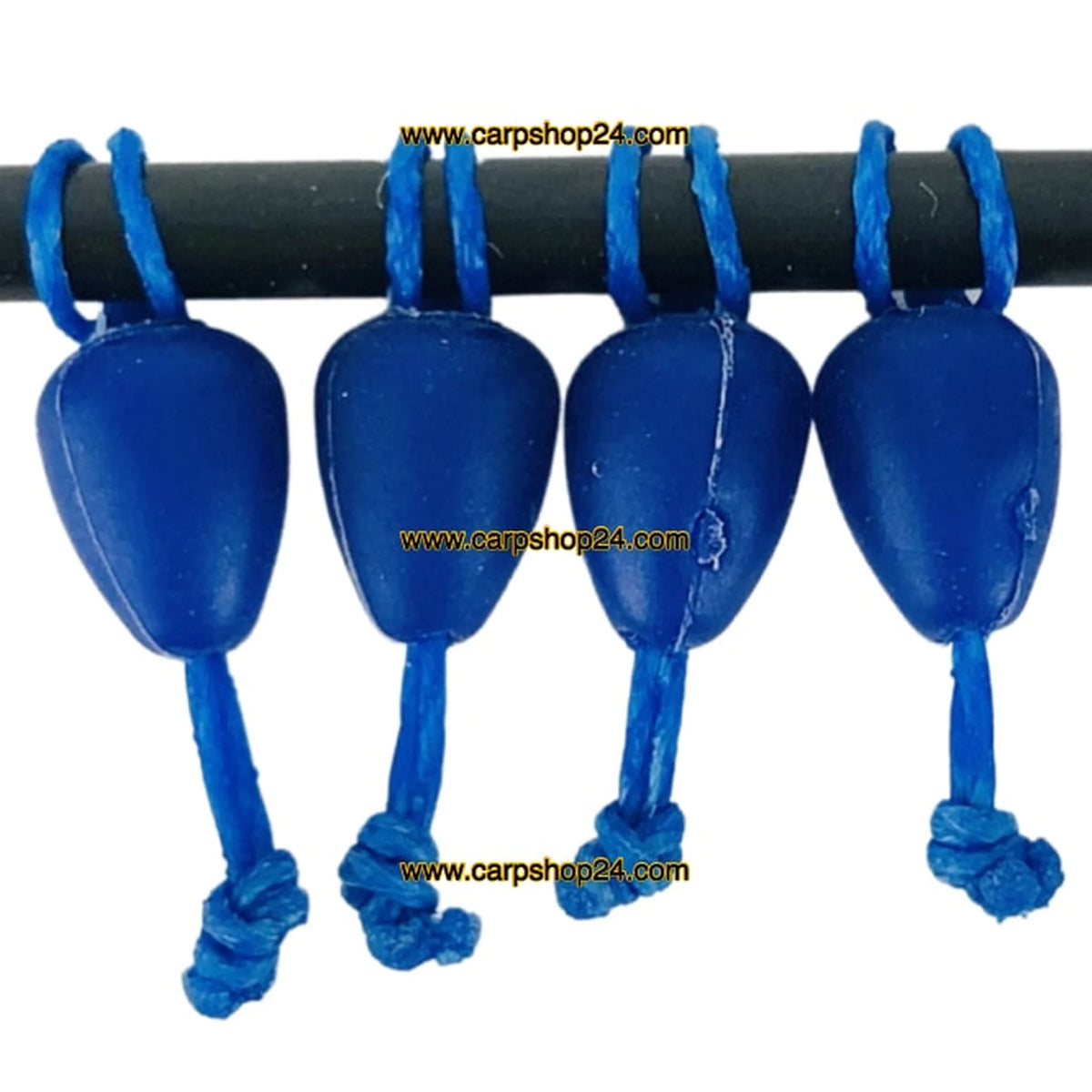 Vier donkerblauwe Colmic Dacron Connectors in detail