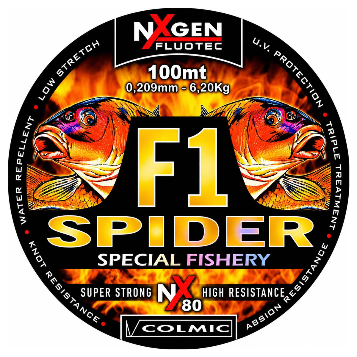 Colmic F1 Spider Special Fishery NXGEN Fluotec 100m, 0.209mm, 6.20kg label