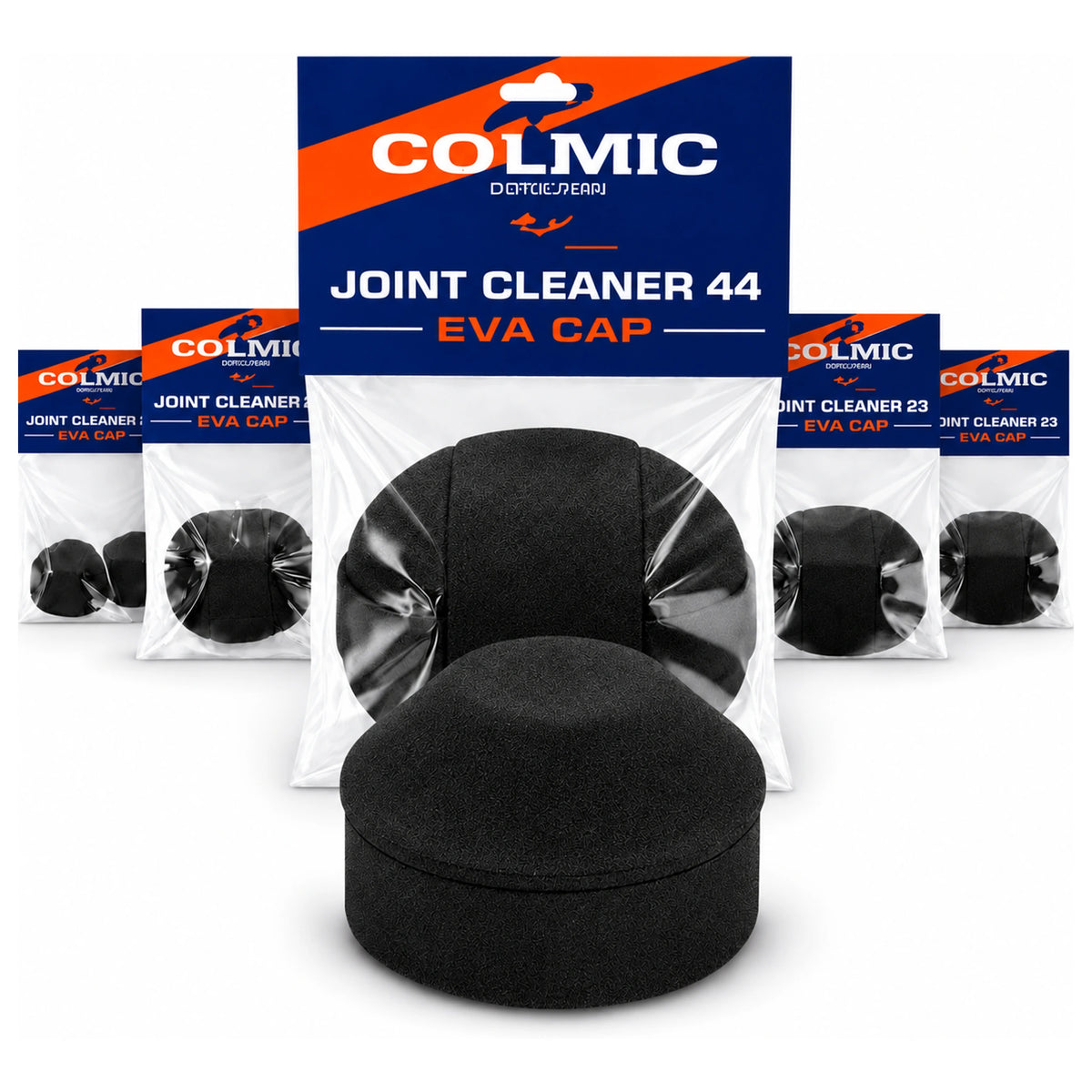 Colmic Joint Cleaner – zwarte beschermdoppen met Colmic EVA Cap-verpakkingen