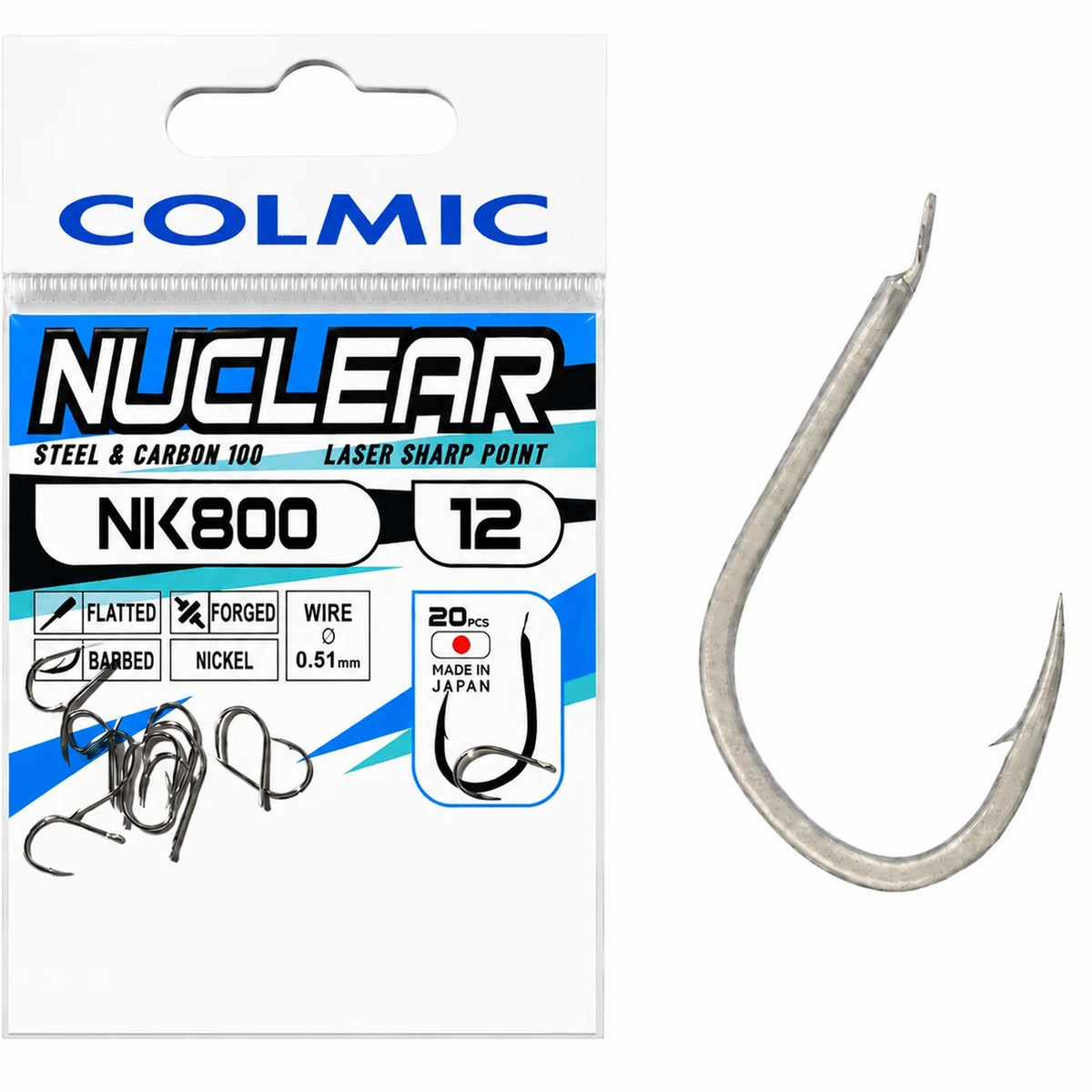 Colmic Nuclear NK800 Hooks Barbed Nickel – maat 12