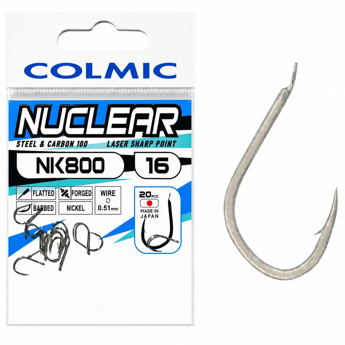 Colmic Nuclear NK800 Hooks Barbed Nickel – maat 16