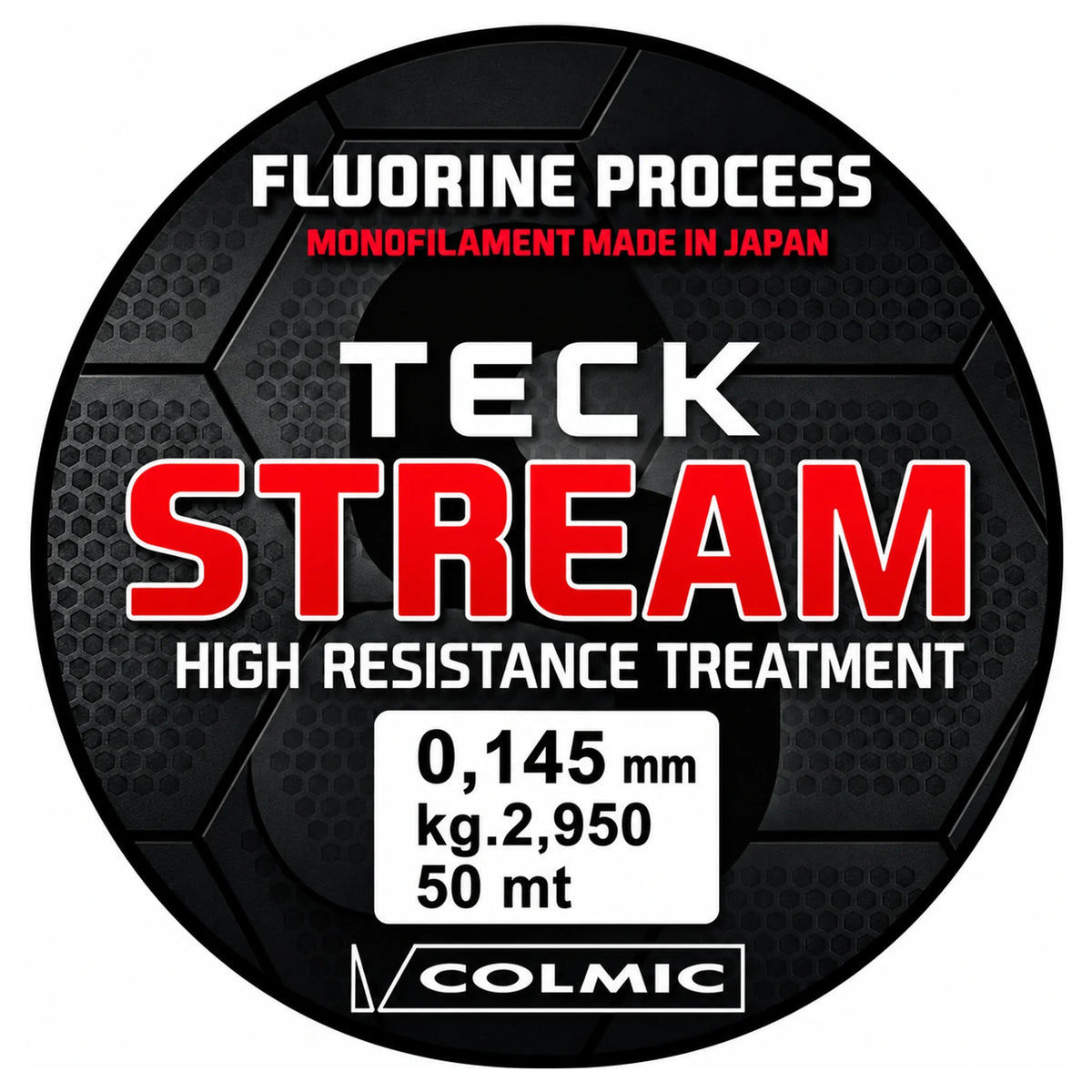 Colmic Teck Stream 50m nylon vislijn, 0.145mm, 2.950kg label