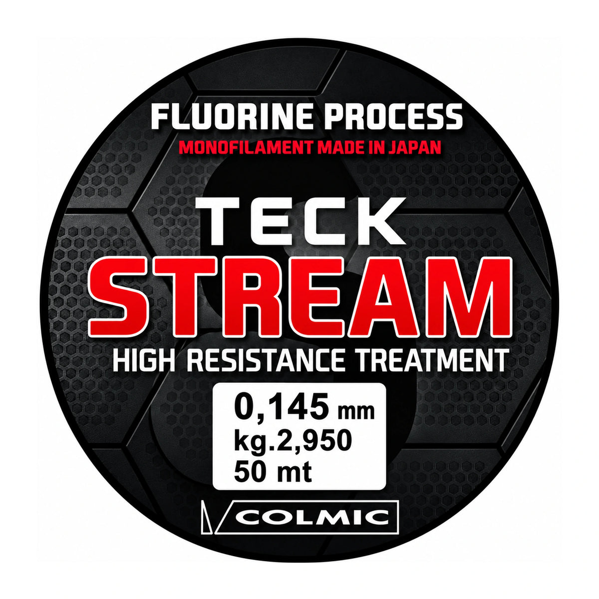 Colmic Teck Stream 50m nylon vislijn, 0.145mm, 2.950kg label