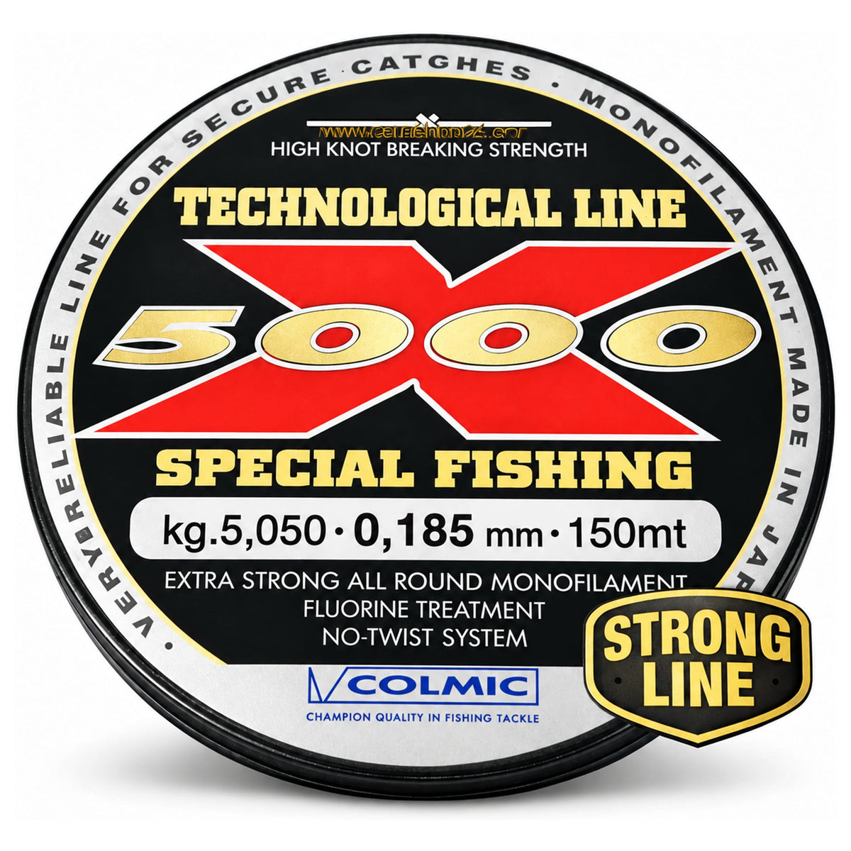 Colmic X5000 nylon vislijn op spoel met opdruk 0,185 mm, 5,050 kg en 150 m
