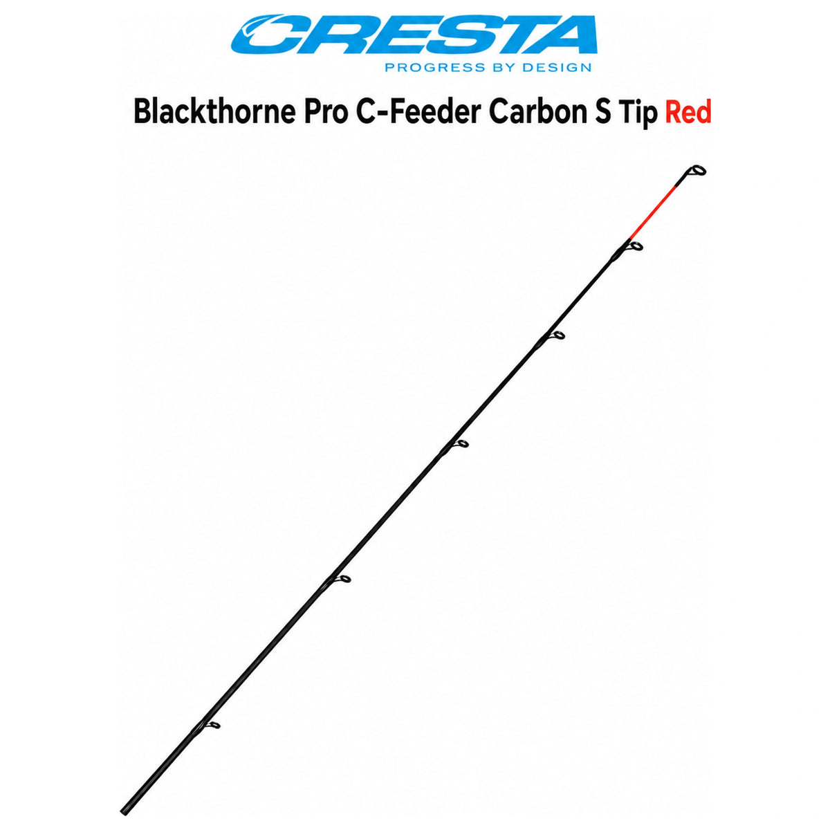 Cresta Blackthorne Pro C-Feeder Carbon S – diagonale zwarte feedertop met rode eindsectie en zes ogen
