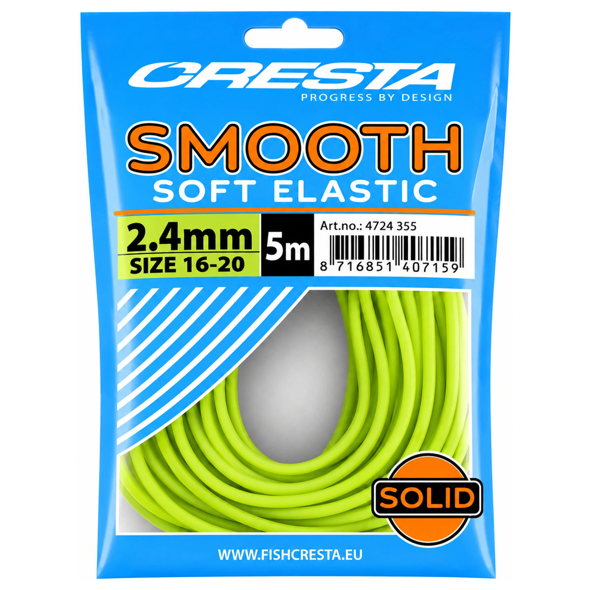 Cresta Smooth Soft Elastic – vol elastiek van 2,4 mm, fluo groen