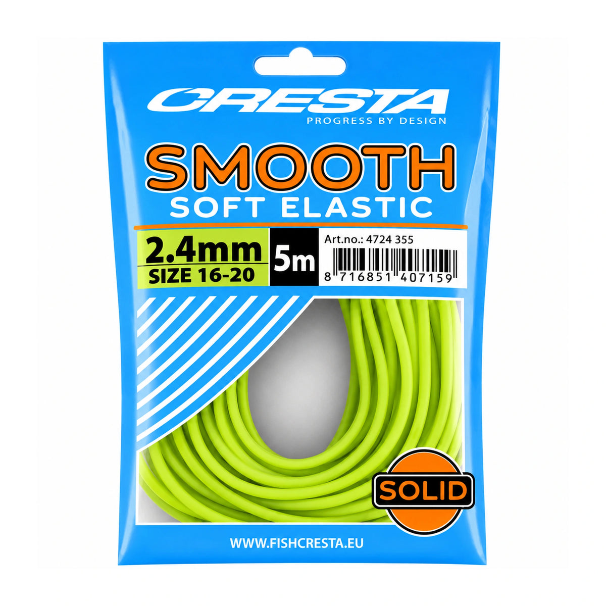 Cresta Smooth Soft Elastic – vol elastiek van 2,4 mm, fluo groen