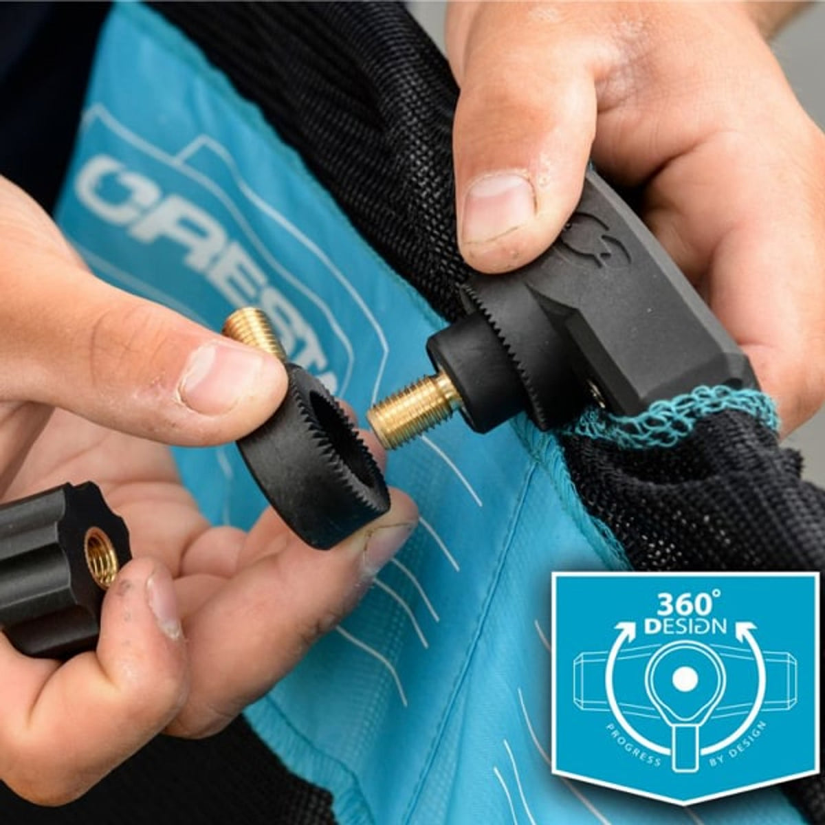 Cresta Soft Carp Margin Keepnet – losse draaiknop en messing schroefdraad van het 360°-blok