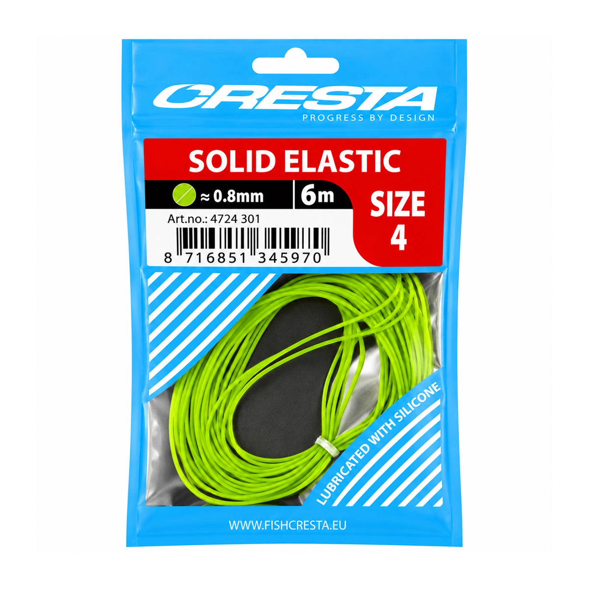 Cresta Solid Elastic 6 m – groen vol vastehengel-elastiek van 0,8 mm
