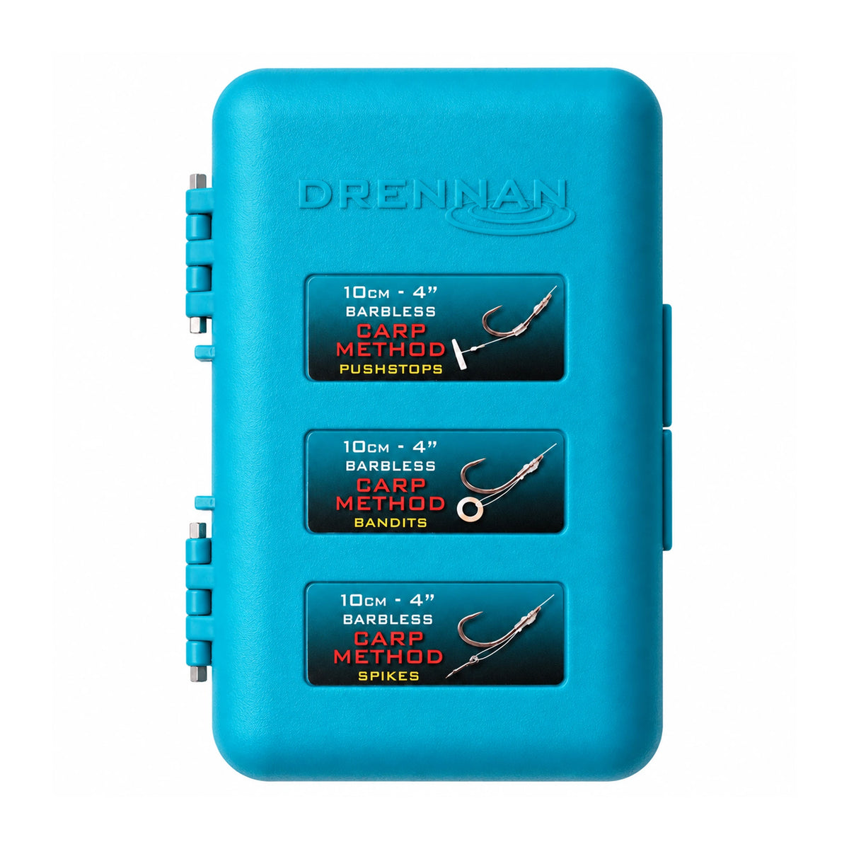 Drennan 4 inch Hook Box – blauwe onderlijnendoos met drie labels