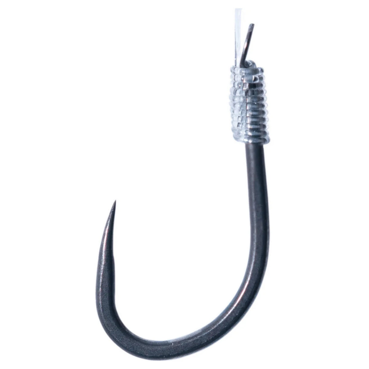 Drennan Acolyte Margin Carp Barbless Hook Plate System – detail van weerhaakloze haak met bled en fluorocarbon onderlijn