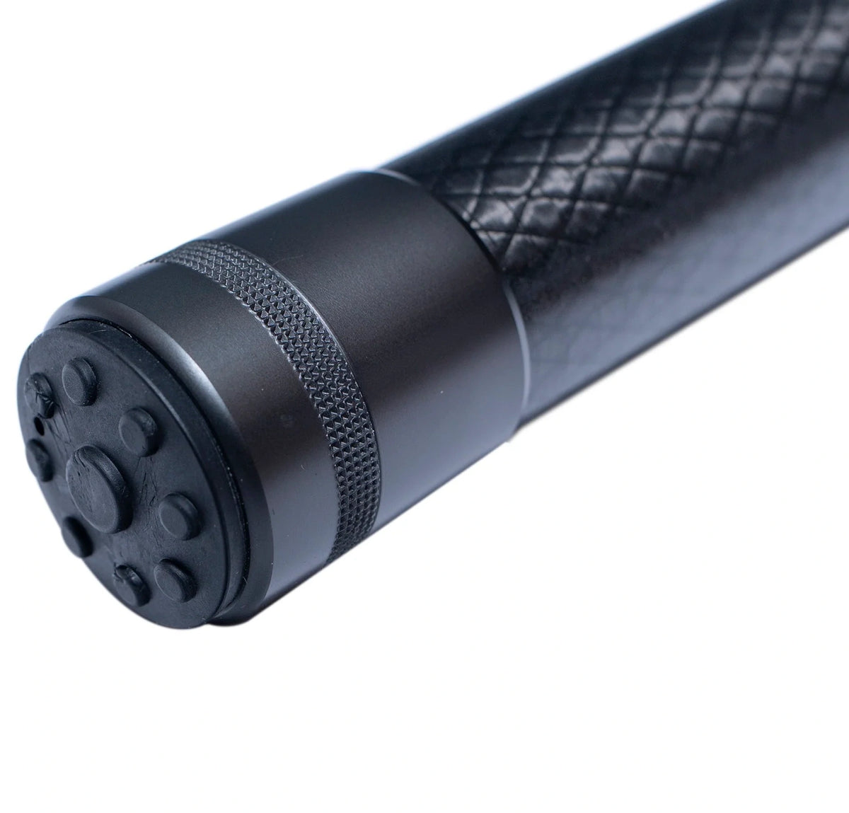 Drennan Acolyte Pro Net Handle 4 m – detail van einddop en carbon blank met kruisweefsel