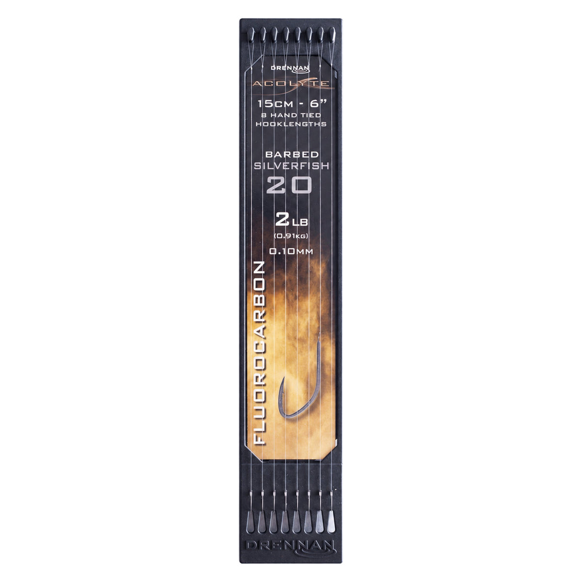 Drennan Acolyte Silverfish Barbed 15 cm onderlijnen – Hook Plate haak 20, 0,10 mm en 2 lb