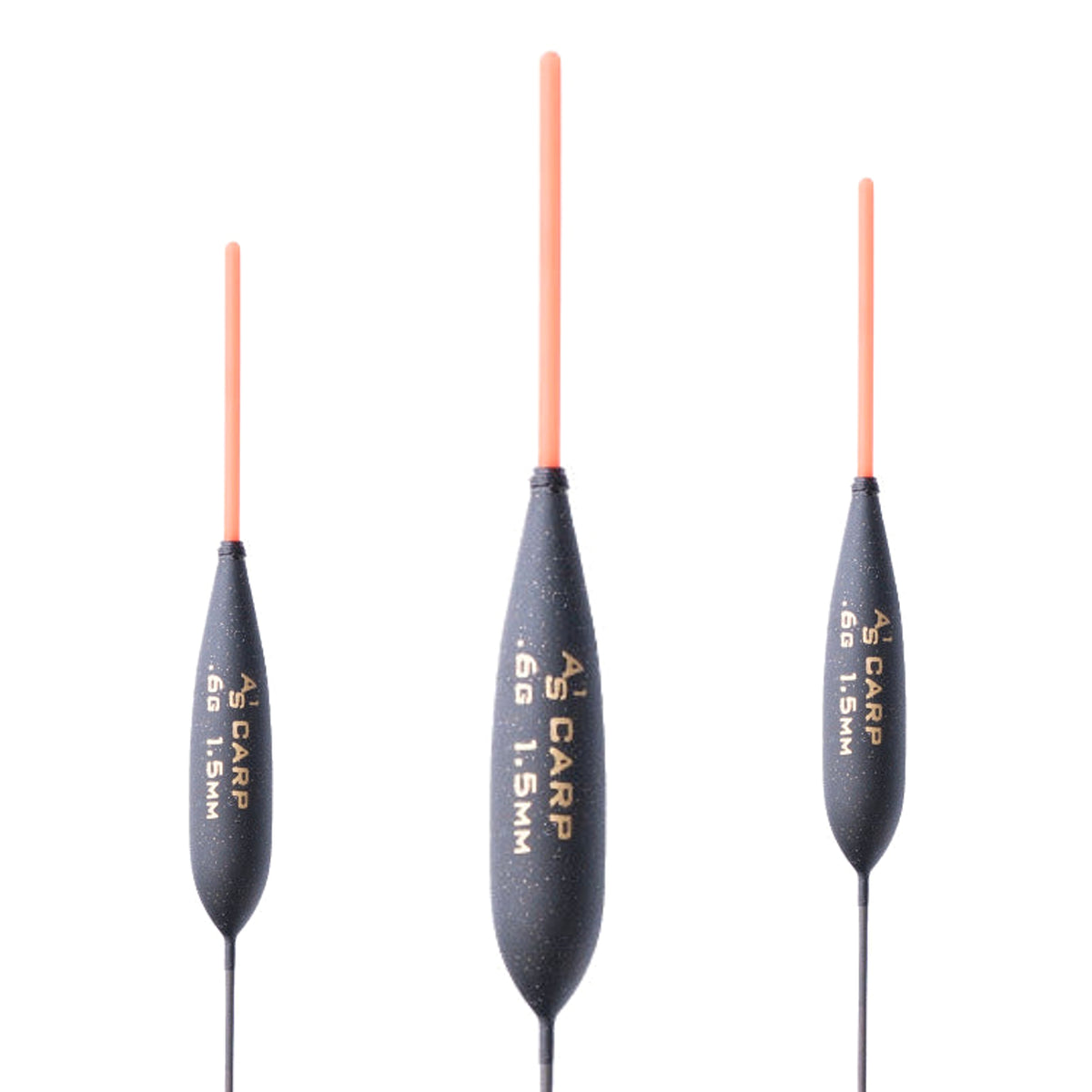 Drennan AS Carp 1 0.6g: drie dobbers, centraal groter en scherp afgebeeld