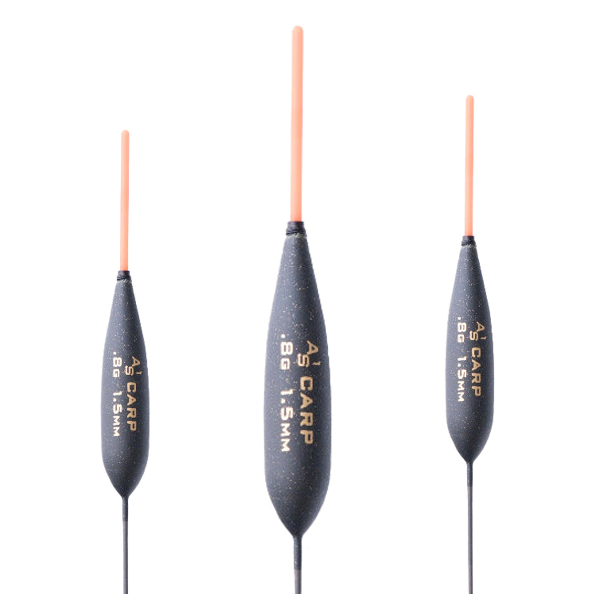 Drennan AS Carp 1 0.8g: drie dobbers met de echte draagvermogenopdruk