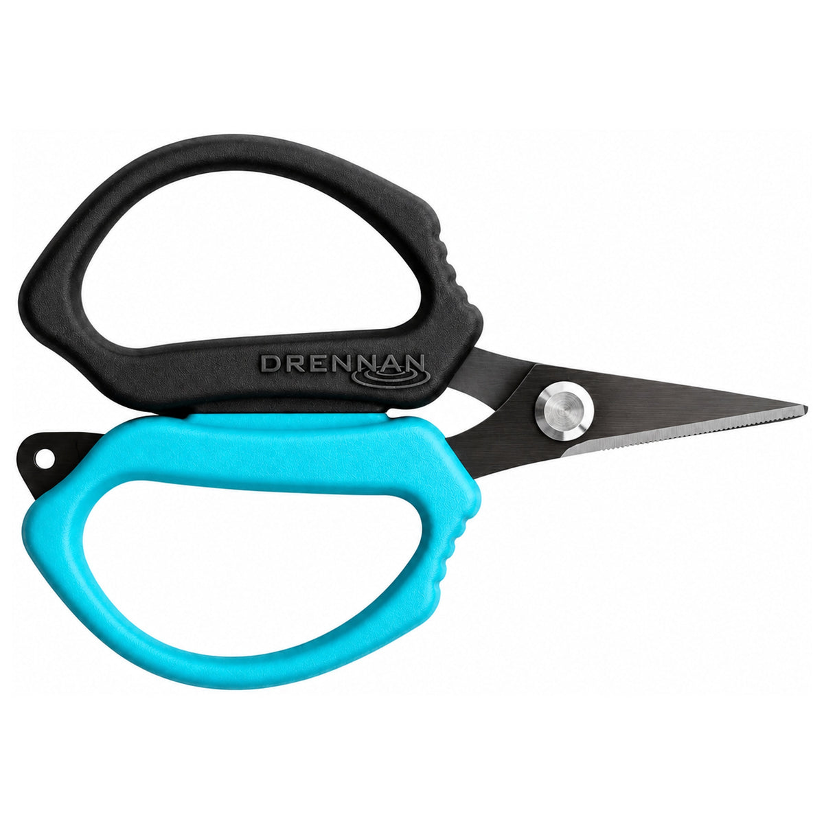 Drennan Big Grip Scissors – zwarte en turquoise vislijnschaar met extra grote grepen