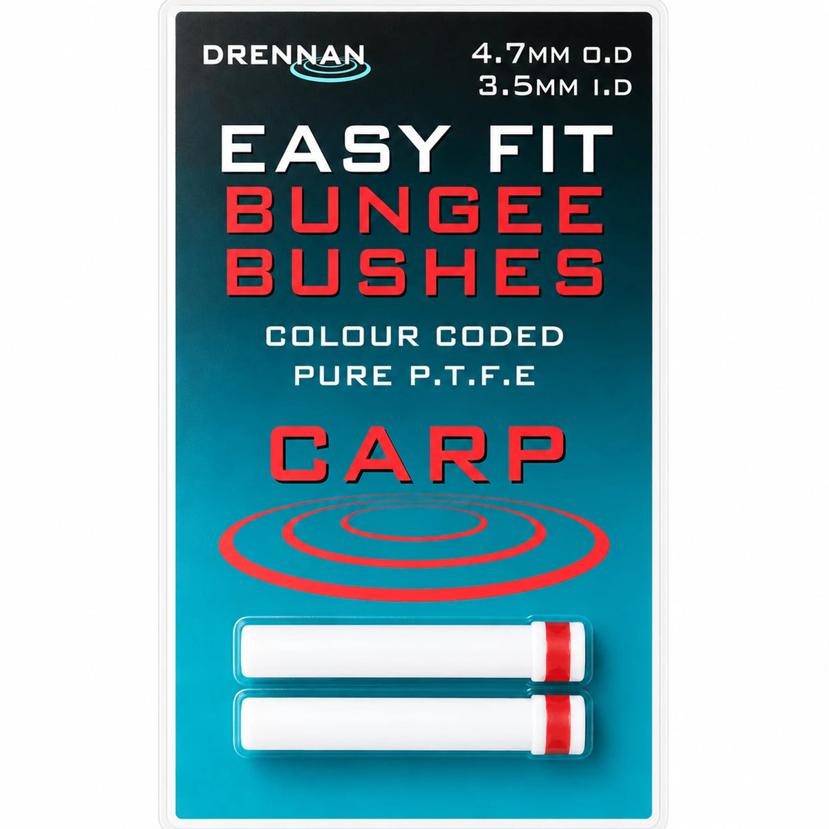 Drennan Easy Fit Bungee Bushes TOB4735 – Carp 4,7 mm O.D / 3,5 mm I.D, rood, set van 2 stuks