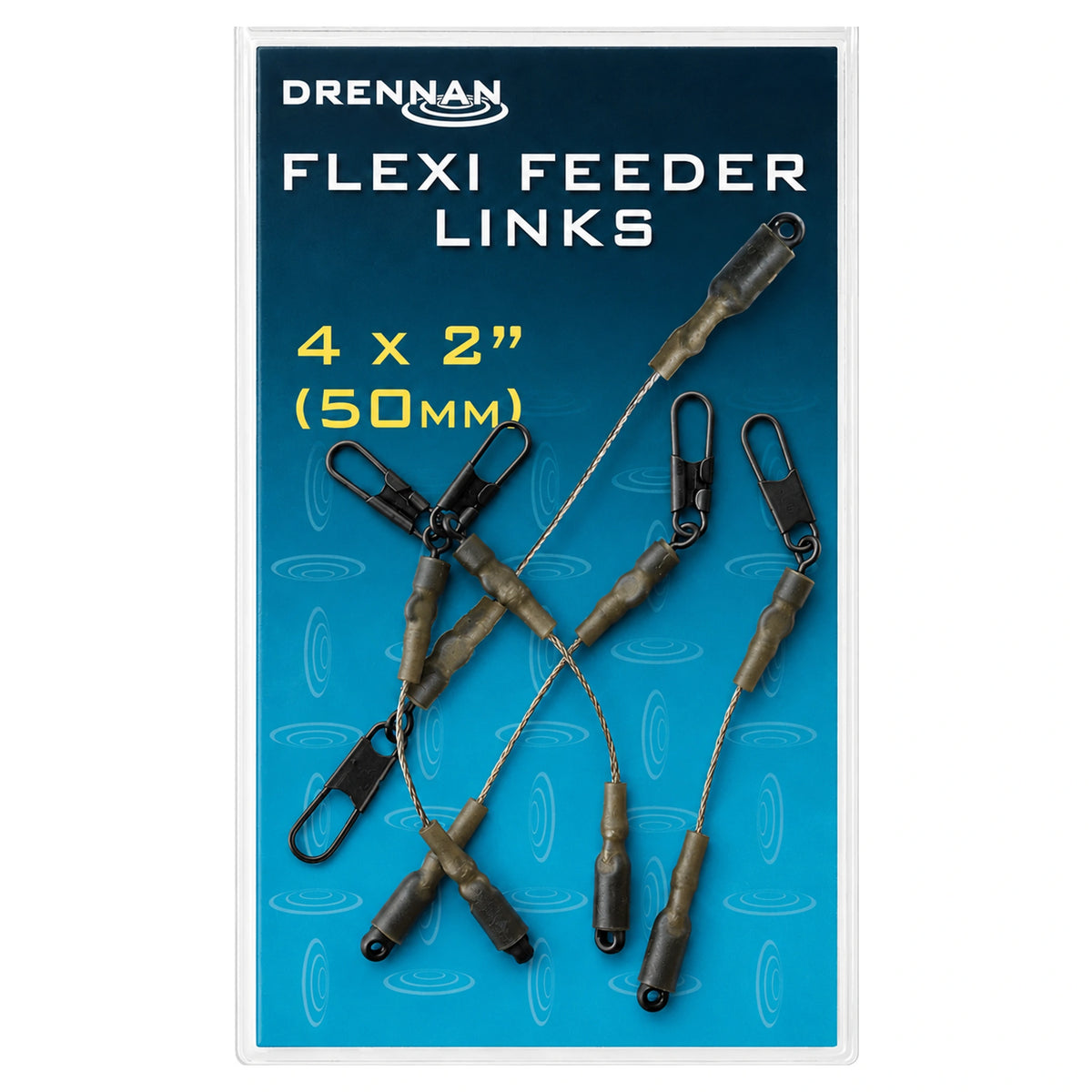 Verpakking met vier Drennan Flexi Feeder Links Small van 50 mm