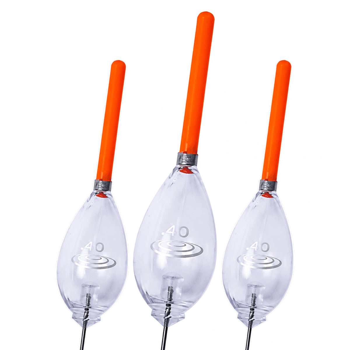 Drennan Island Crystal 0,40 g dobber in een compositie van drie dobbers met rode antenne