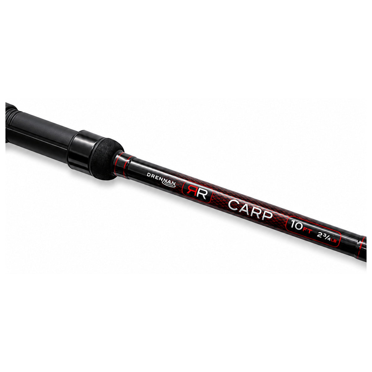 Drennan Red Range Carp 10ft 2.75lb met detail van handgreep en blankopdruk