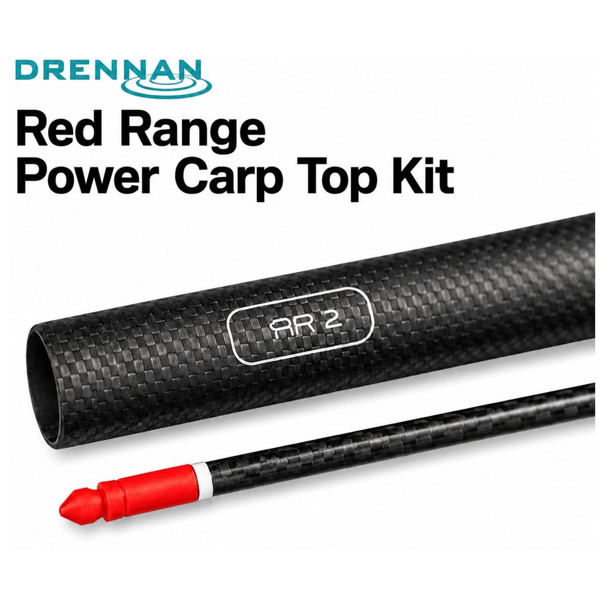 Drennan Red Range Power Carp Top Kit: carbon hengeldelen met RR2-opdruk en rode connector