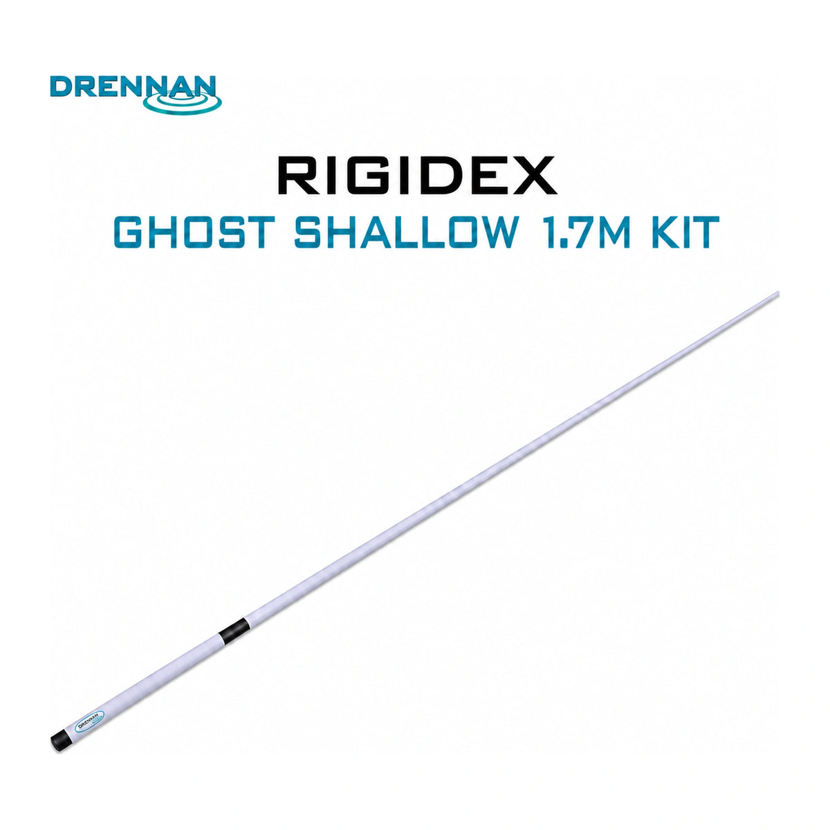 Drennan Rigidex Shallow Ghost Kit 1,7 m – complete lichtgrijze topset met modelopdruk