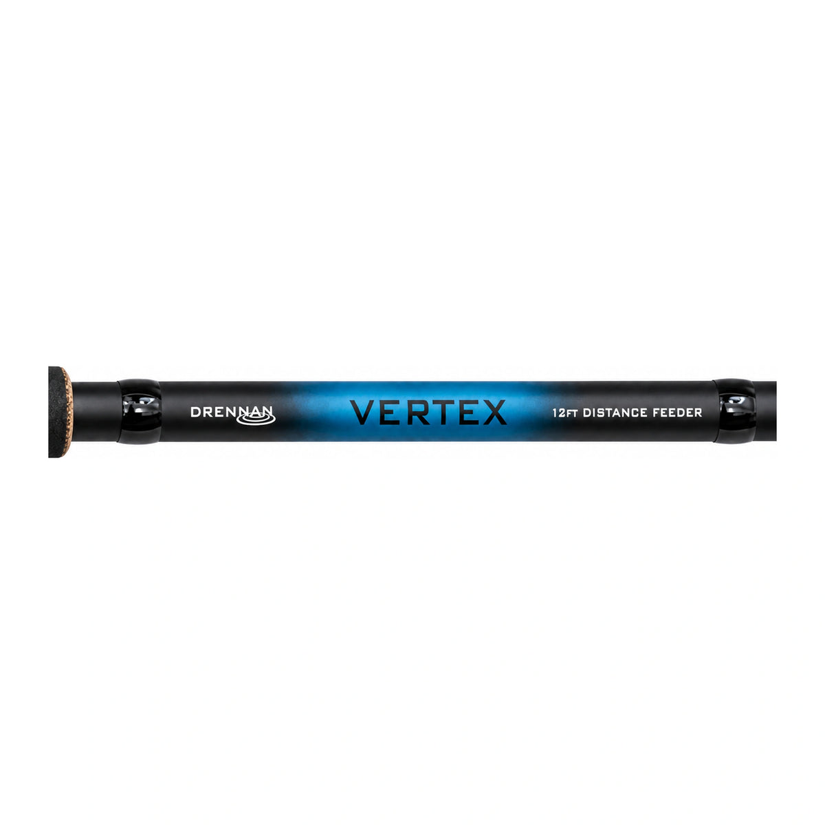 Drennan Vertex 12 ft Distance Feeder – horizontale close-up met blauwe modelopdruk