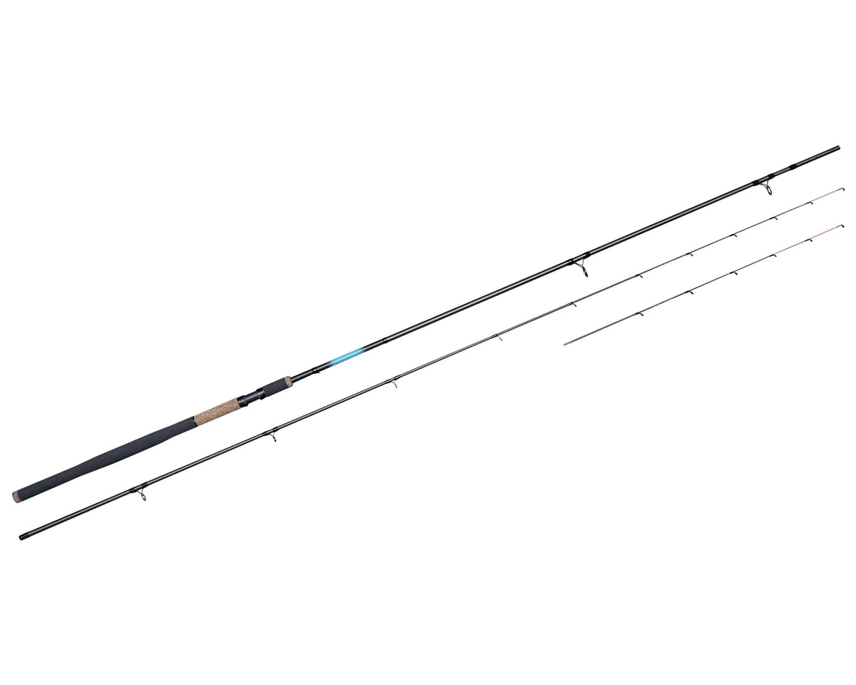 Drennan Vertex Distance Feeder – overzicht van hengeldelen en twee feedertoppen