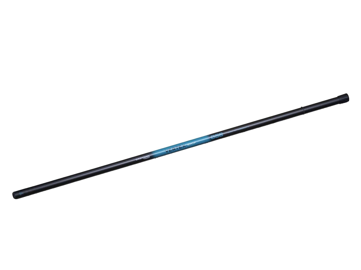 Overzicht van de ingeschoven Drennan Vertex Whip Kit met zwart hengeldeel en blauwe opdruk
