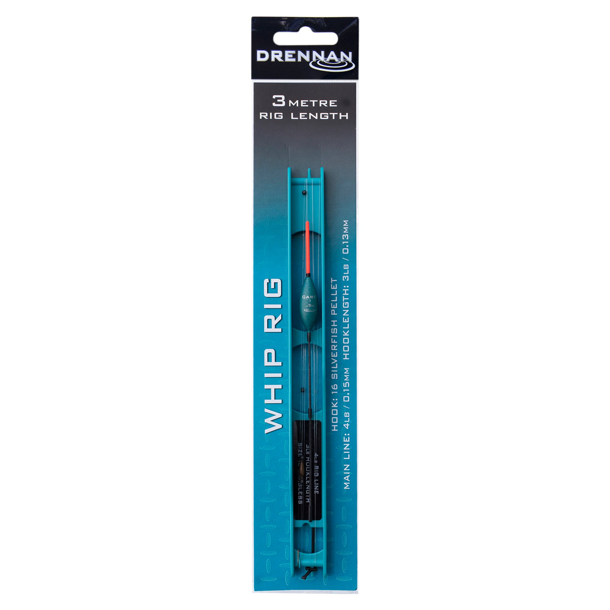 Drennan Whip Rig 3 m – kant-en-klaar tuig van 0,50 g met oranje antenne