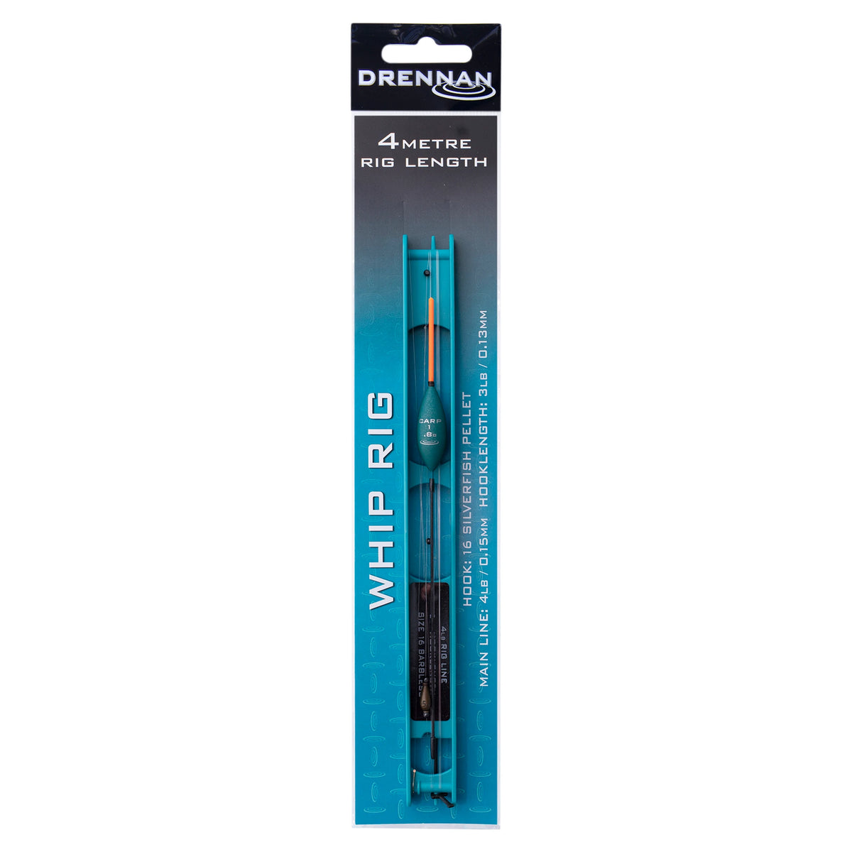 Drennan Whip Rig 4 m – kant-en-klaar tuig van 0,80 g met oranje antenne