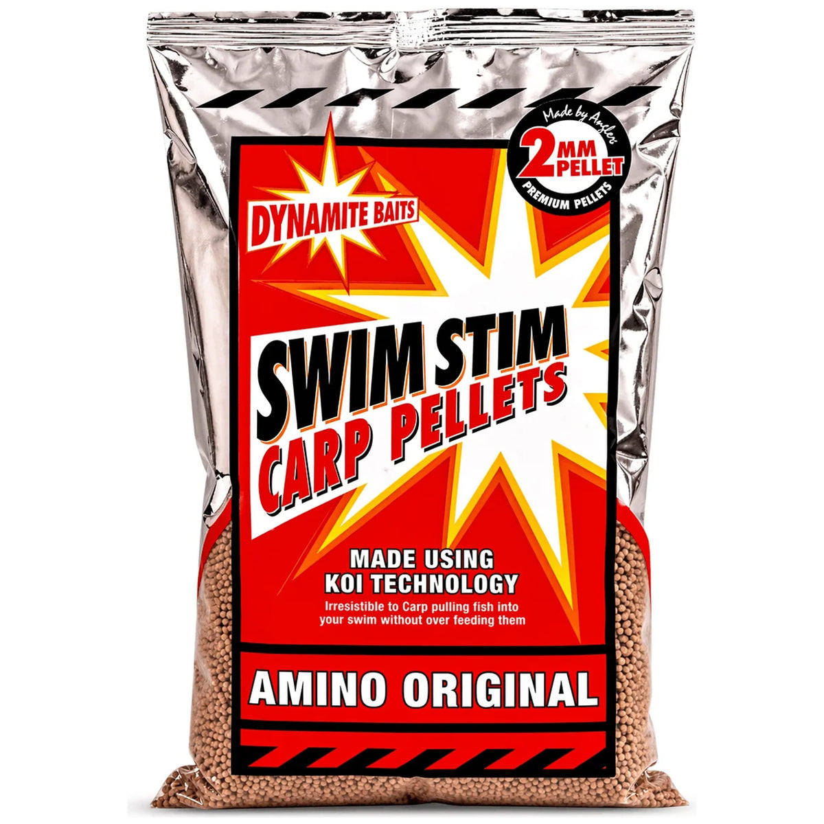 Zak Dynamite Baits Swim Stim Carp Pellets Amino Original met 2 mm-aanduiding.