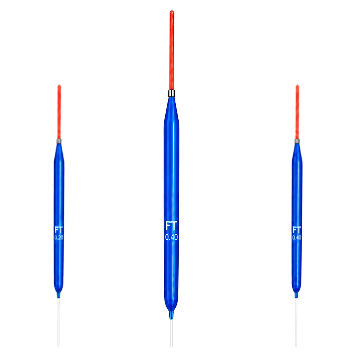 Fishing Things FT3 0.40 – drie slanke blauwe dobbers met centraal de 0.40-uitvoering