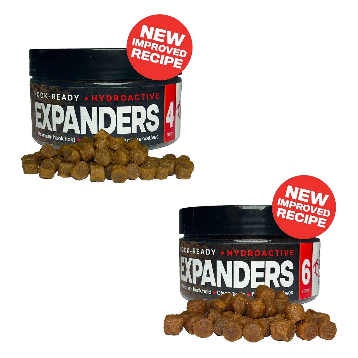 Fjuka Hook-Ready Expanders in 4 mm en 6 mm, met potjes en losse kant-en-klare zachte haakpellets
