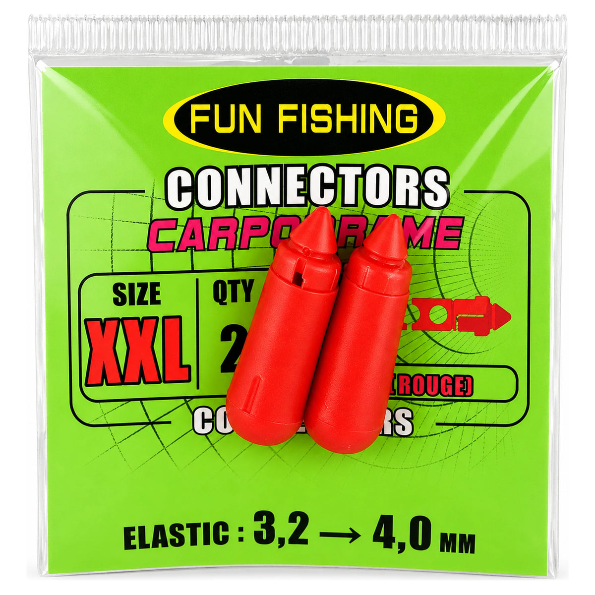 Fun Fishing elastiekconnectors XXL rood 3,2 tot 4,0 mm