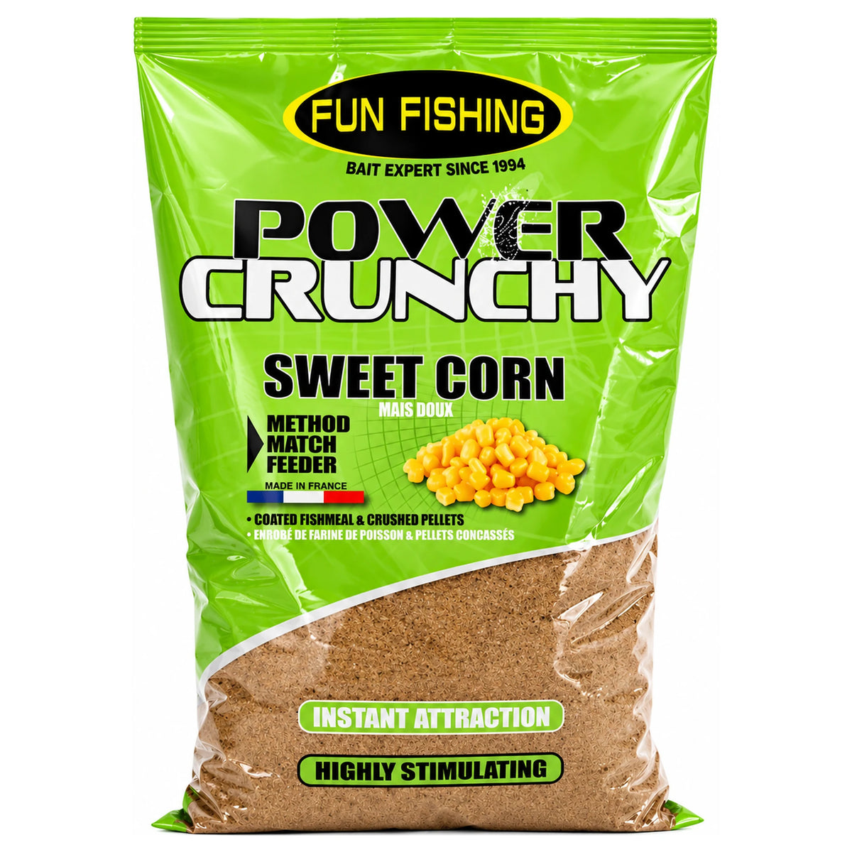 Fun Fishing Power Crunchy 2kg Sweet Corn grondvoer verpakking
