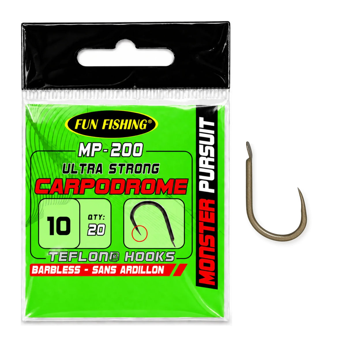 Fun Fishing MP-200 Barbless haak zonder weerhaak, maat 10