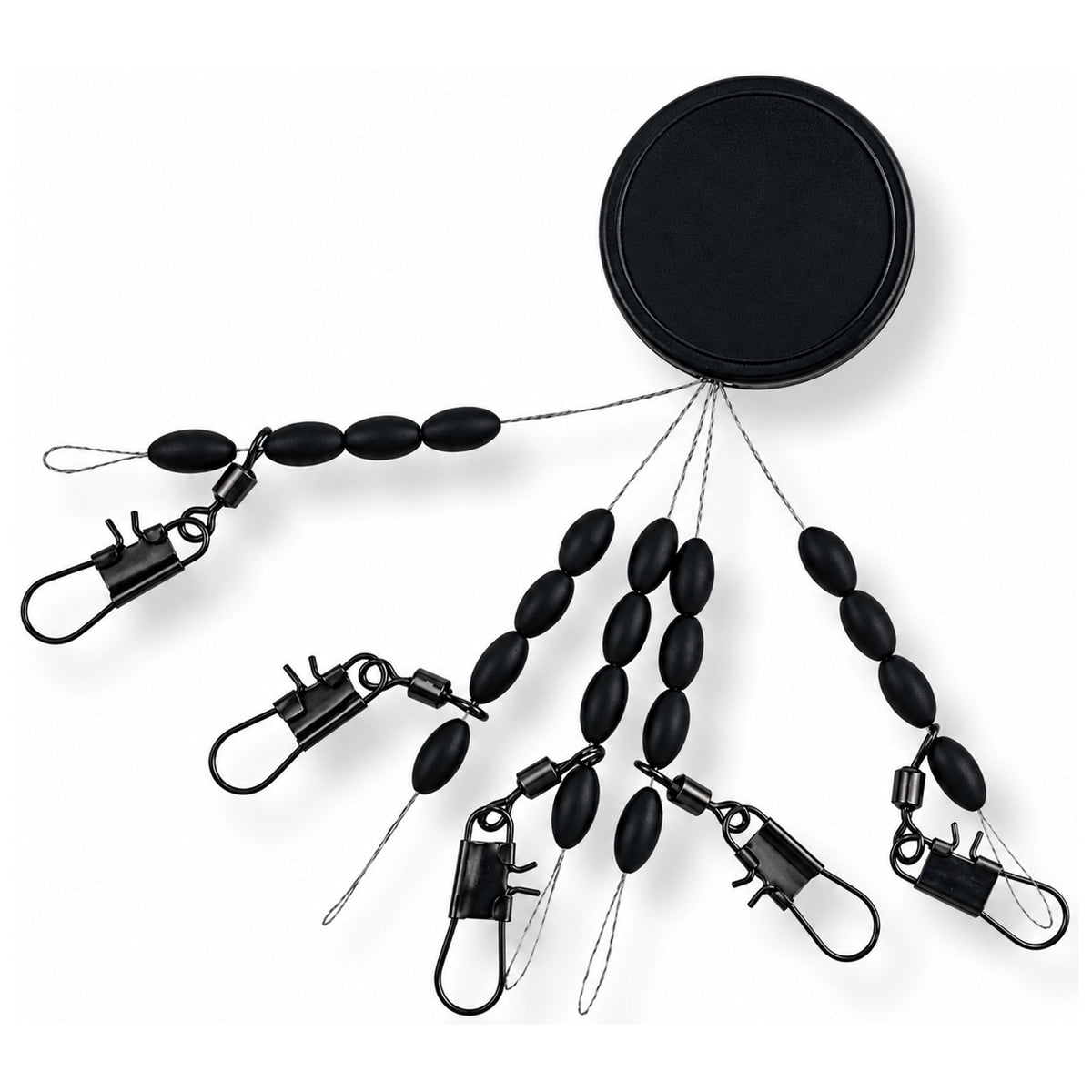 Fun Fishing Pellets Waggler Connector met vijf speldwartels en zwarte stop-floats