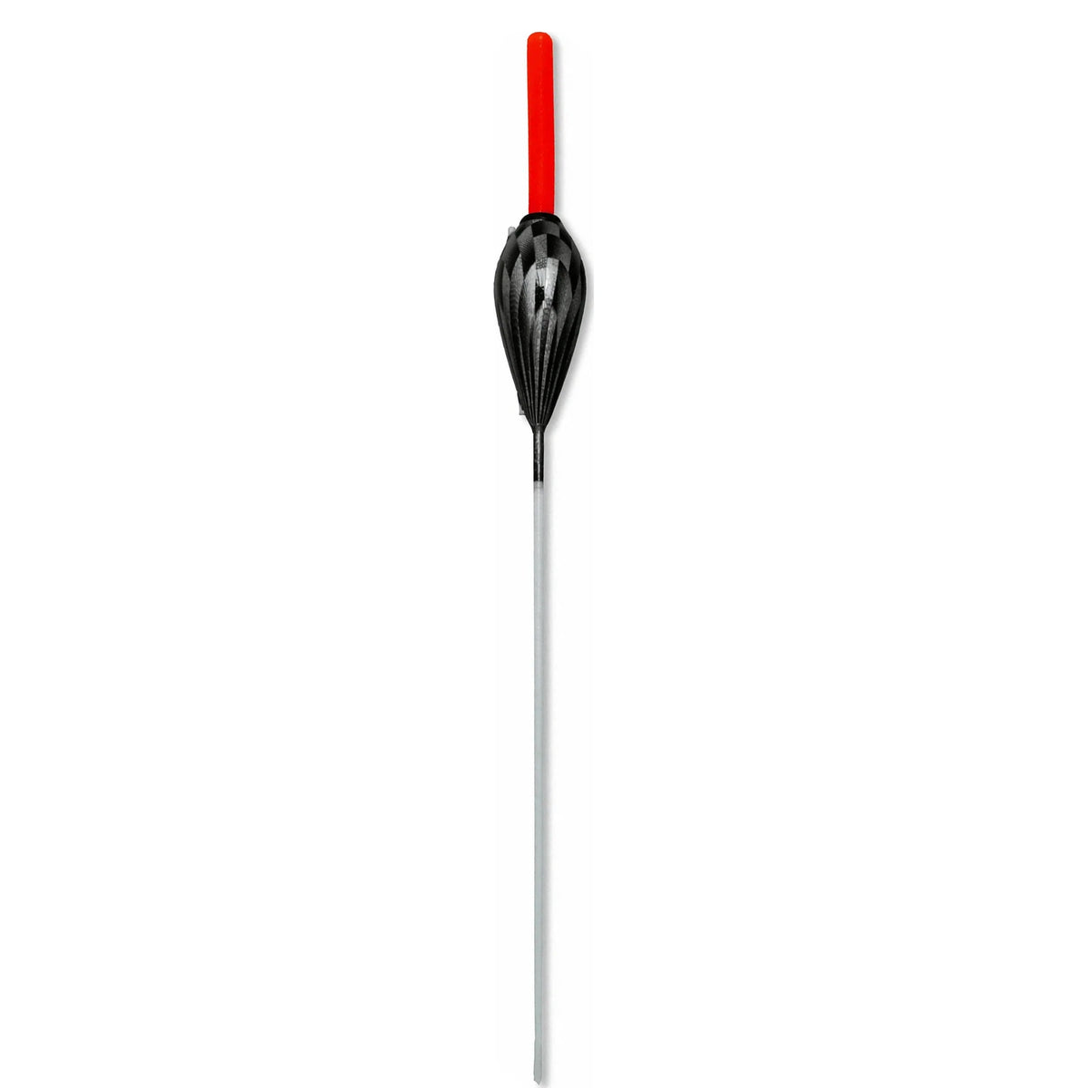 Fun Fishing ST 3 – vrijstaande zwarte inline karperdobber met rode antenne, peervormig balsahouten lichaam en glasvezel onderantenne