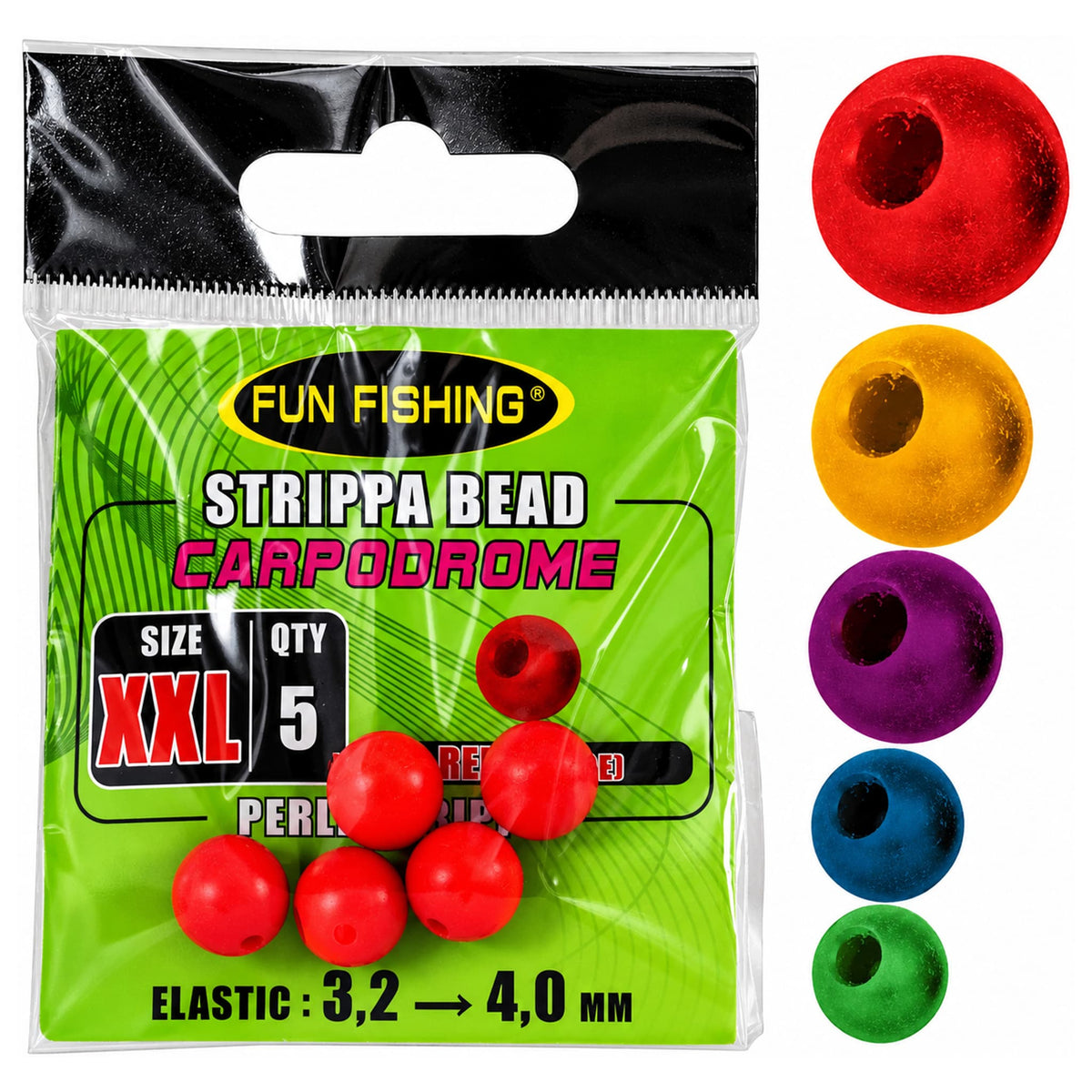 Fun Fishing Strippa Bead XXL-verpakking met rode trekkralen en vijf losse voorbeeldkralen in verschillende kleuren
