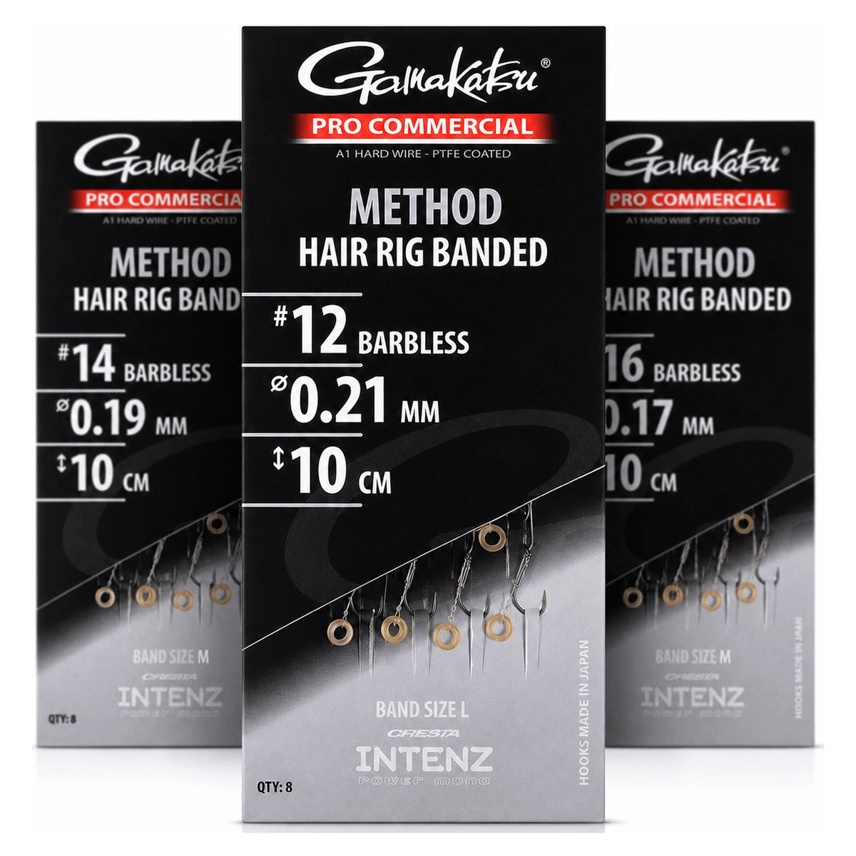 Gamakatsu Method Hair Rig Banded verpakkingen in de maten 12, 14 en 16