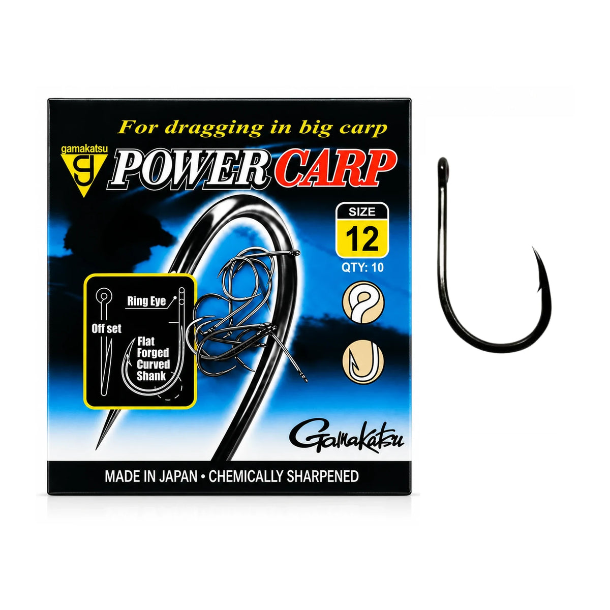 Gamakatsu Power Carp Ring Eye Barbed haak maat 12
