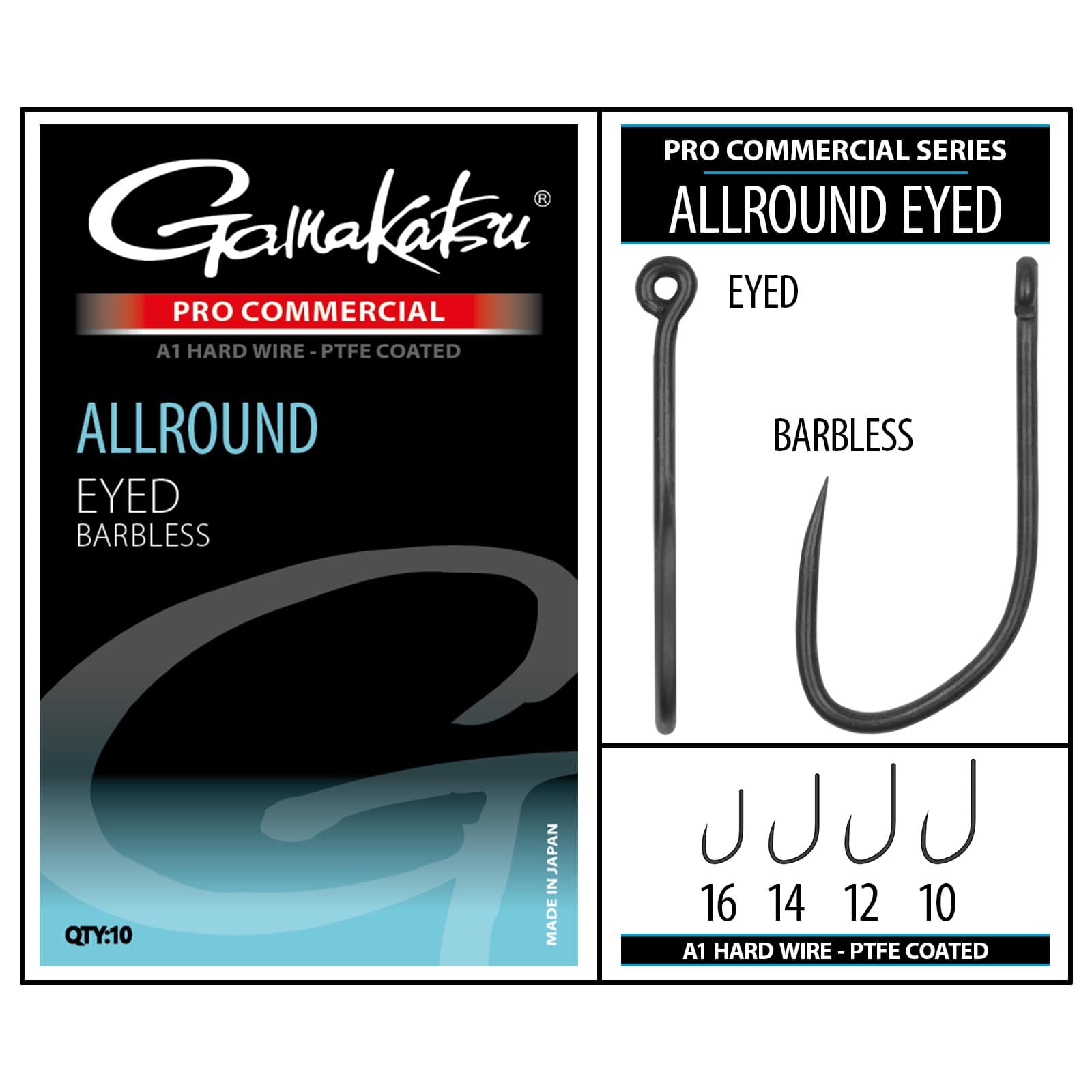 Gamakatsu pro commercial allround eyed barbless haken
