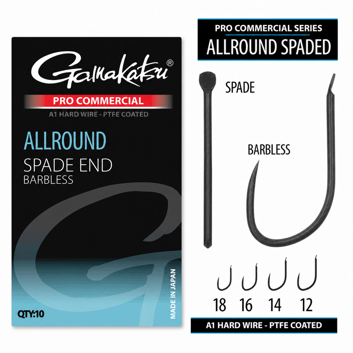 Gamakatsu Pro Commercial Allround Spade End Barbless – productoverzicht
