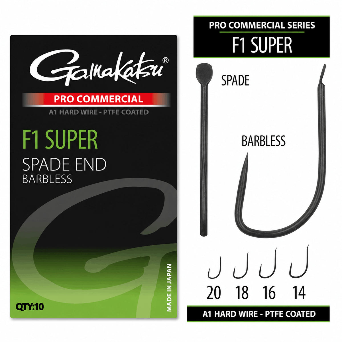 Gamakatsu Pro Commercial F1 Super Spade End Barbless – productoverzicht