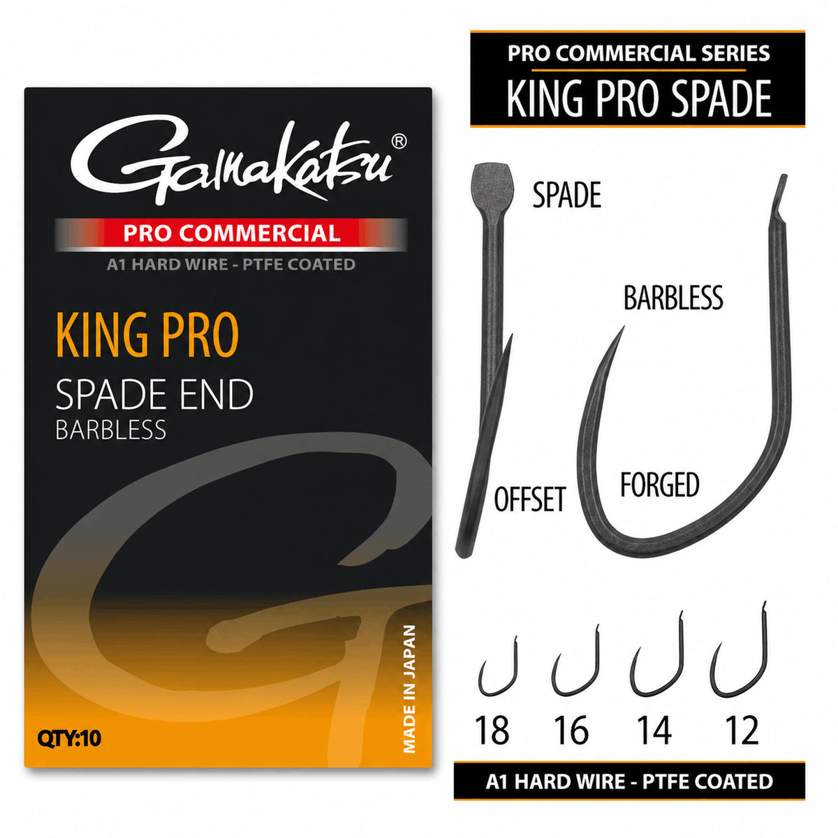 Gamakatsu Pro Commercial King Pro Spade End Barbless – productoverzicht