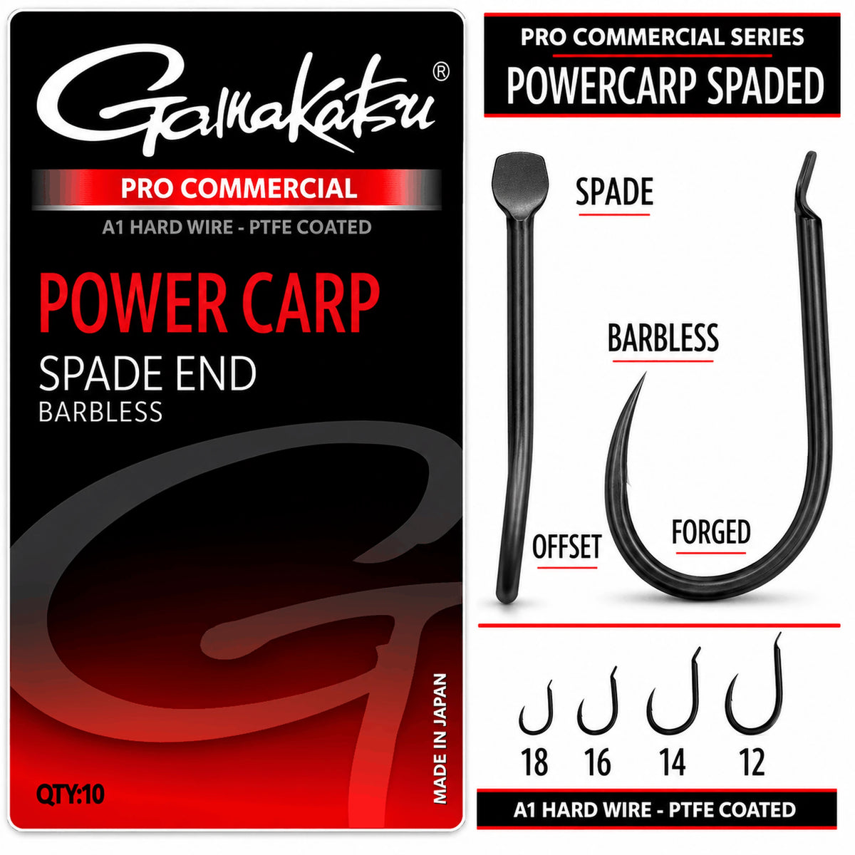 Gamakatsu Pro Commercial Power Carp Spade Barbless – productoverzicht