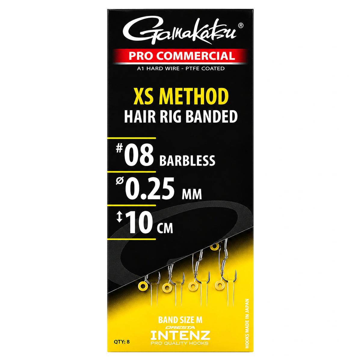 Gamakatsu Pro Commercial XS Method Hair Rig Banded Barbless – verpakking maat 8, 0,25 mm, 10 cm