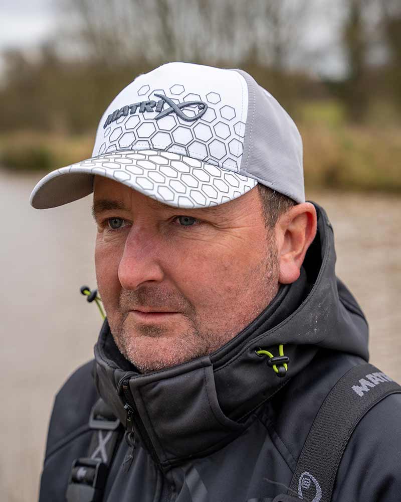 Matrix hex print baseball cap white